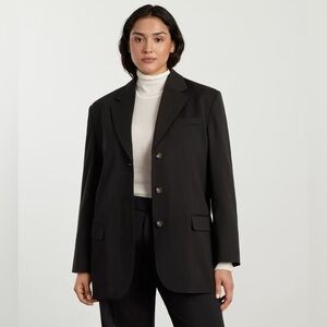 Everlane The 80s Italian Wool Blazer Black Size 6 Button Front Jacket Oversized